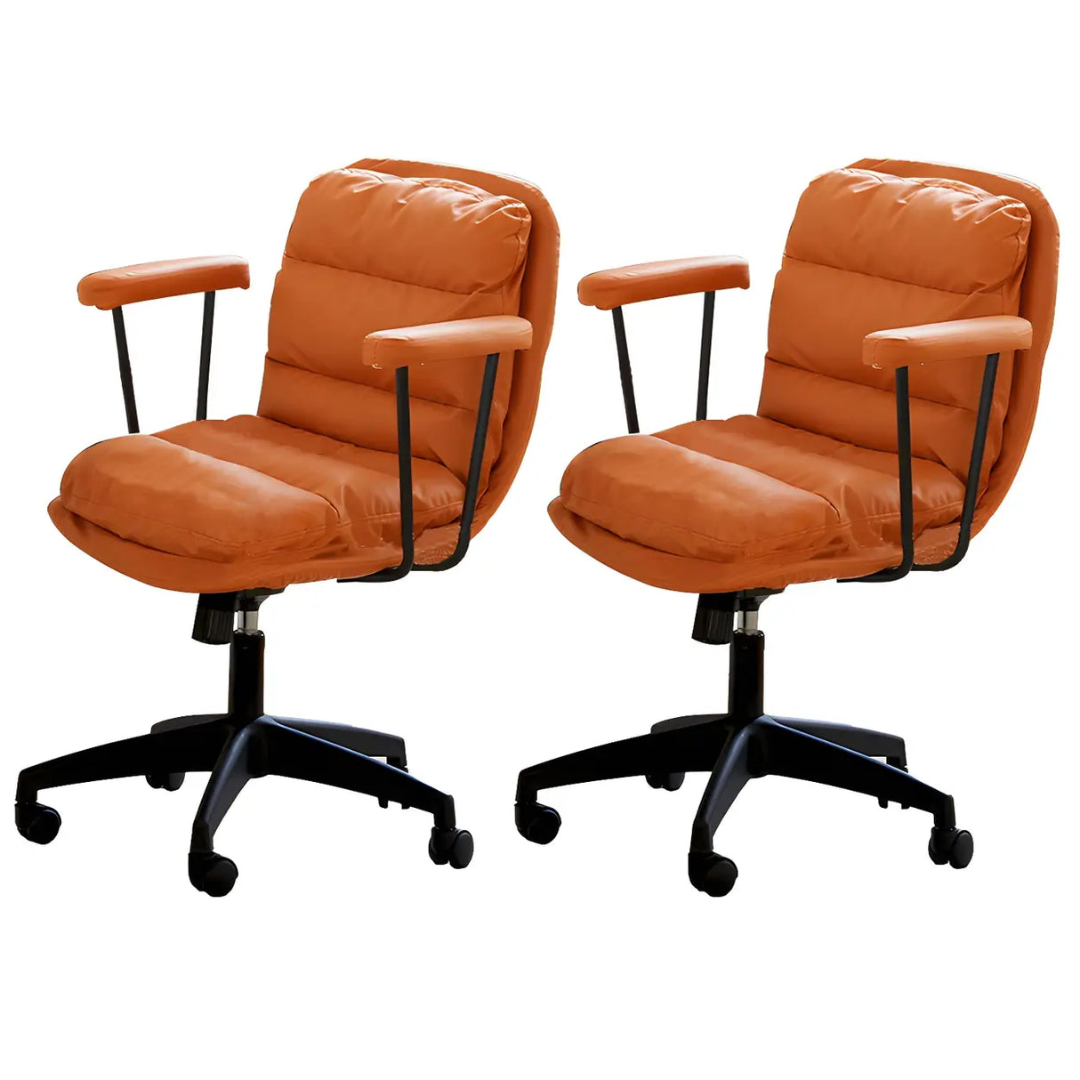 Off-White Ergonomic Modern Swivel PU Leather Office Chair Image - 22