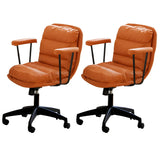Off-White Ergonomic Modern Swivel PU Leather Office Chair Image - 22