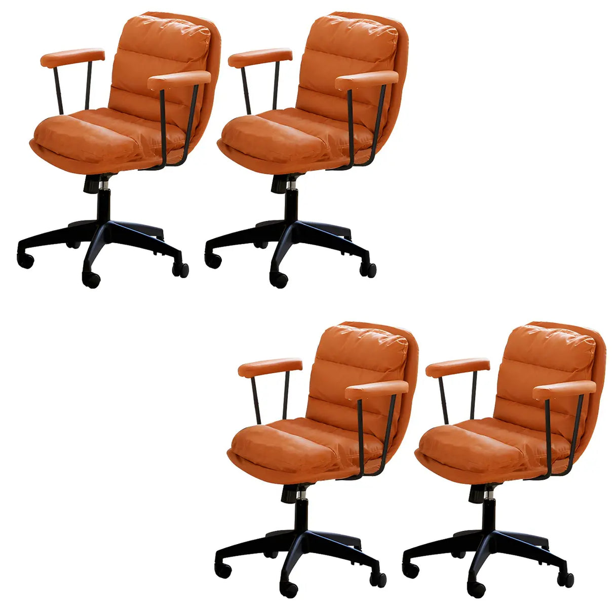 Off-White Ergonomic Modern Swivel PU Leather Office Chair Image - 23