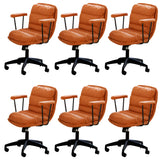 Off-White Ergonomic Modern Swivel PU Leather Office Chair Image - 24