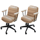 Off-White Ergonomic Modern Swivel PU Leather Office Chair Image - 30