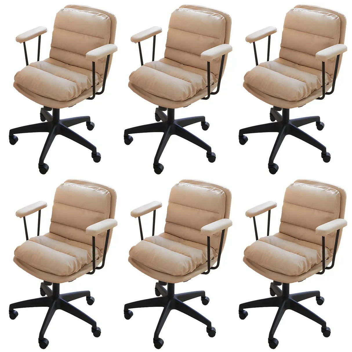 Off-White Ergonomic Modern Swivel PU Leather Office Chair Image - 32