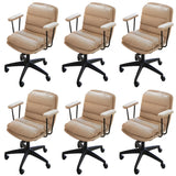 Off-White Ergonomic Modern Swivel PU Leather Office Chair Image - 32