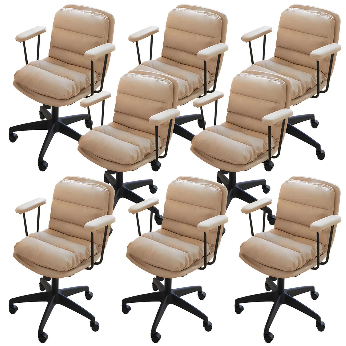 Off-White Ergonomic Modern Swivel PU Leather Office Chair Image - 33