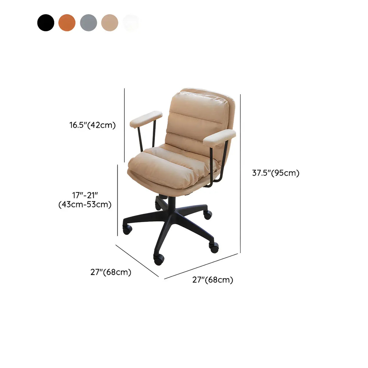 Off-White Ergonomic Modern Swivel PU Leather Office Chair 
