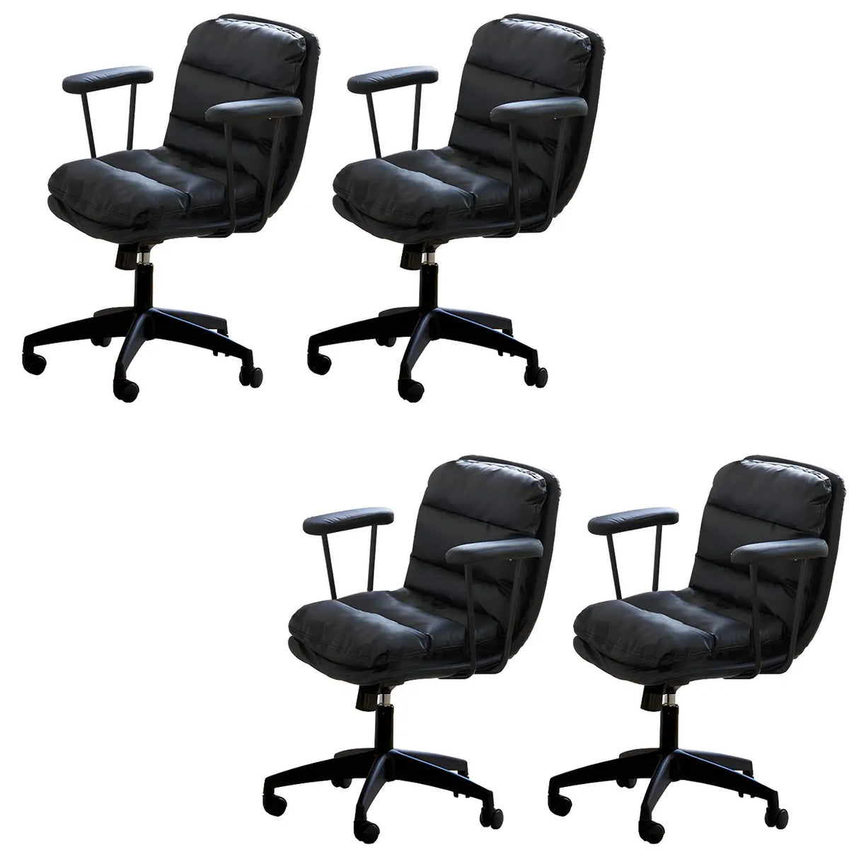 Off-White Ergonomic Modern Swivel PU Leather Office Chair Image - 6