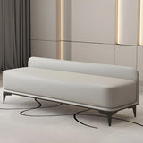 Off-White Faux Leather Cushioned Bedroom Bench with Leg Image - 2