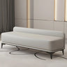 Off-White Faux Leather Cushioned Bedroom Bench with Leg Image - 2