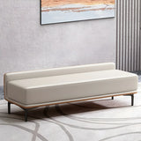 Off-White Faux Leather Cushioned Bedroom Bench with Leg Image - 6
