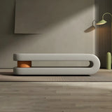 Off-White Faux Leather Upholstered Bedroom Bench Image - 7