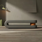 Off-White Faux Leather Upholstered Bedroom Bench Image - 8