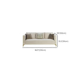Off-White Flannel Square Arm Ash Wood Frame Sofa #size