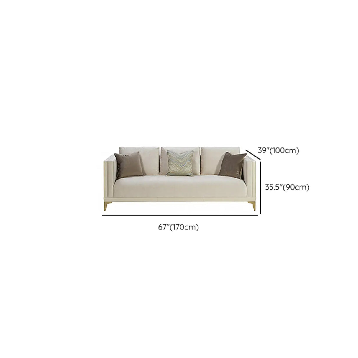 Off-White Flannel Square Arm Ash Wood Frame Sofa Image - 12