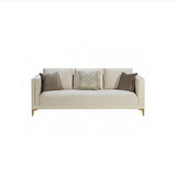 Off-White Flannel Square Arm Ash Wood Frame Sofa Image - 5