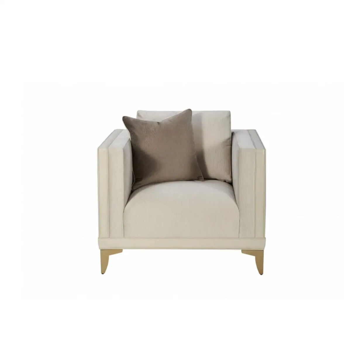 Off-White Flannel Square Arm Ash Wood Frame Sofa Image - 9
