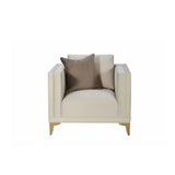 Off-White Flannel Square Arm Ash Wood Frame Sofa Image - 9