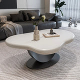 White Free Form Wood Metal Base Nesting Coffee Table Image - 2