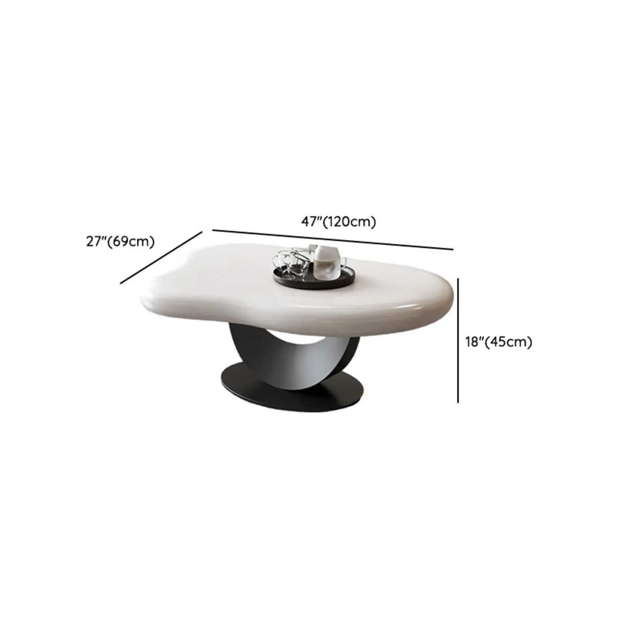 White Free Form Wood Metal Base Nesting Coffee Table Image - 7