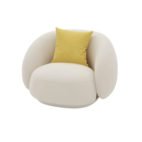 Off-White Frosted Velvet Curved Concealed Support Sofa Image - 2