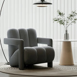 Off-White Frosted Velvet Mid-Back Fixed Back Arm Chair Image - 3