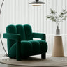 Off-White Frosted Velvet Mid-Back Fixed Back Arm Chair Image - 7