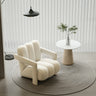 Off-White Frosted Velvet Mid-Back Fixed Back Arm Chair Image - 9
