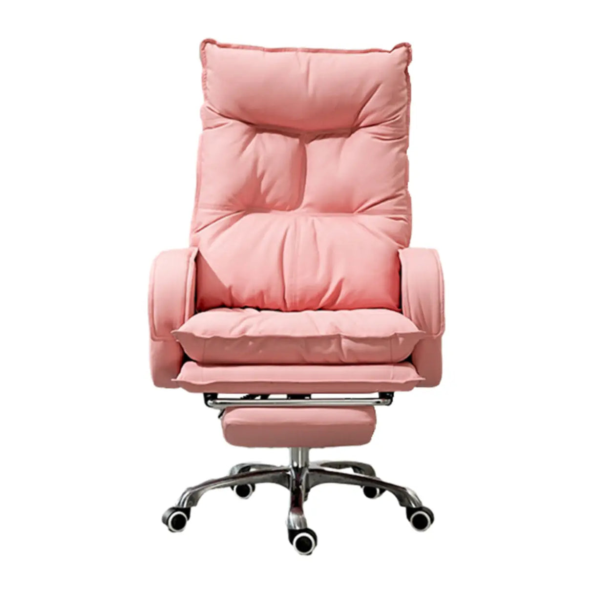 Off-White Large Adjustable Reclining Leather Office Chair Image - 10