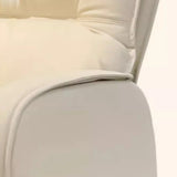 Off-White Large Adjustable Reclining Leather Office Chair Image - 12