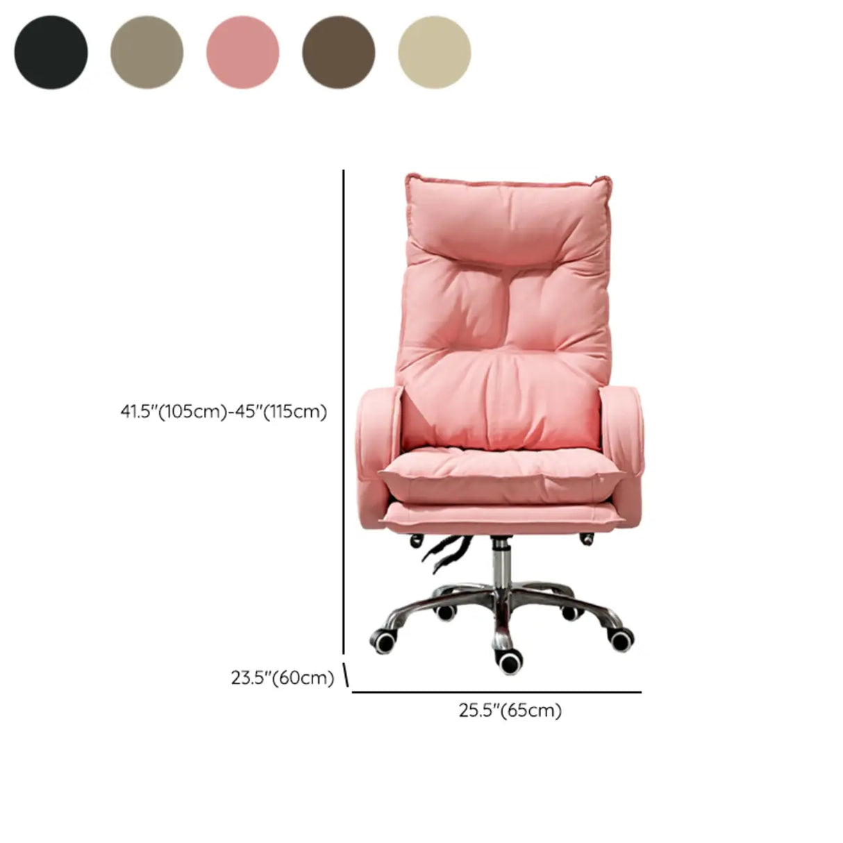 Off-White Large Adjustable Reclining Leather Office Chair 