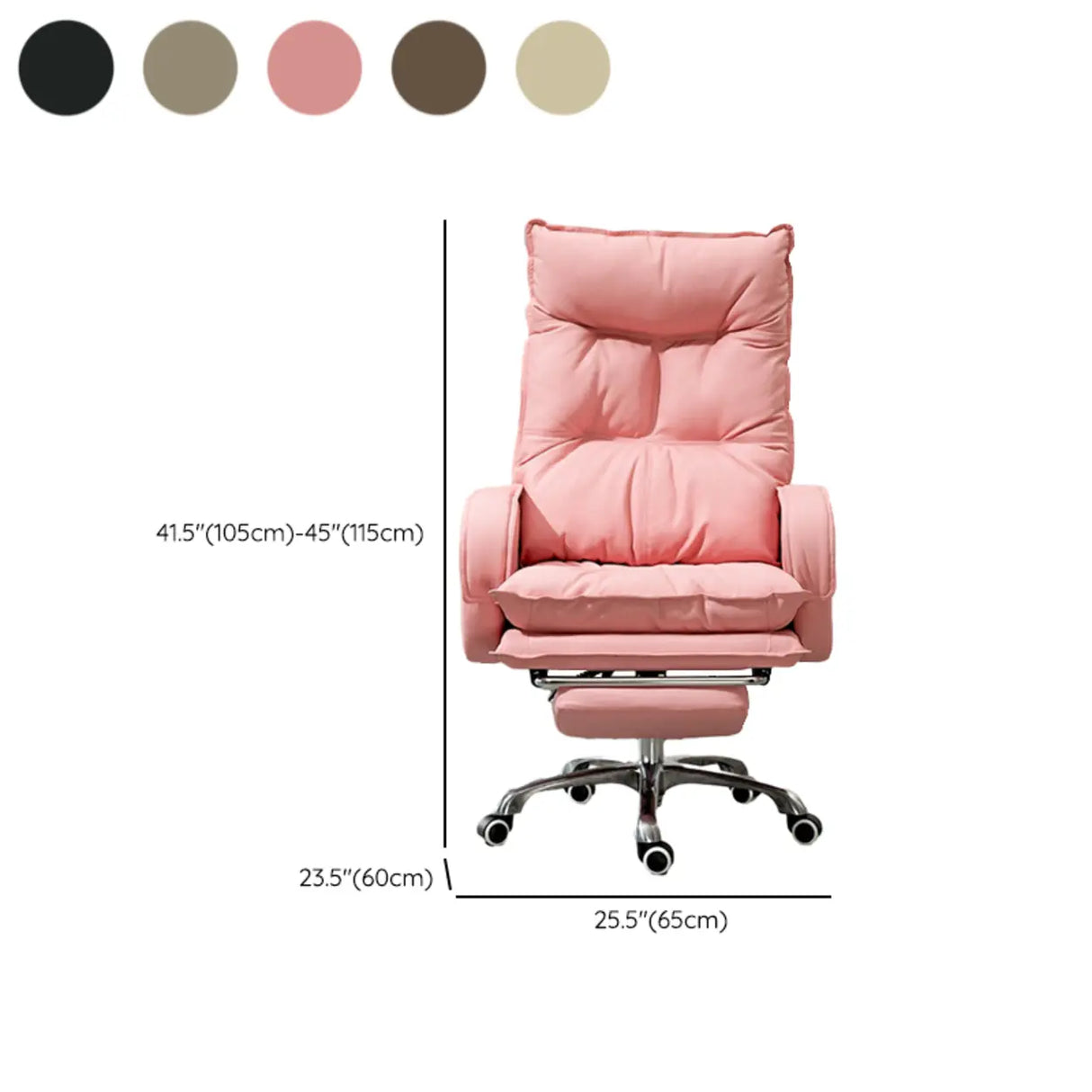 Off-White Large Adjustable Reclining Leather Office Chair Image - 19