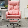 Off-White Large Adjustable Reclining Leather Office Chair Image - 5