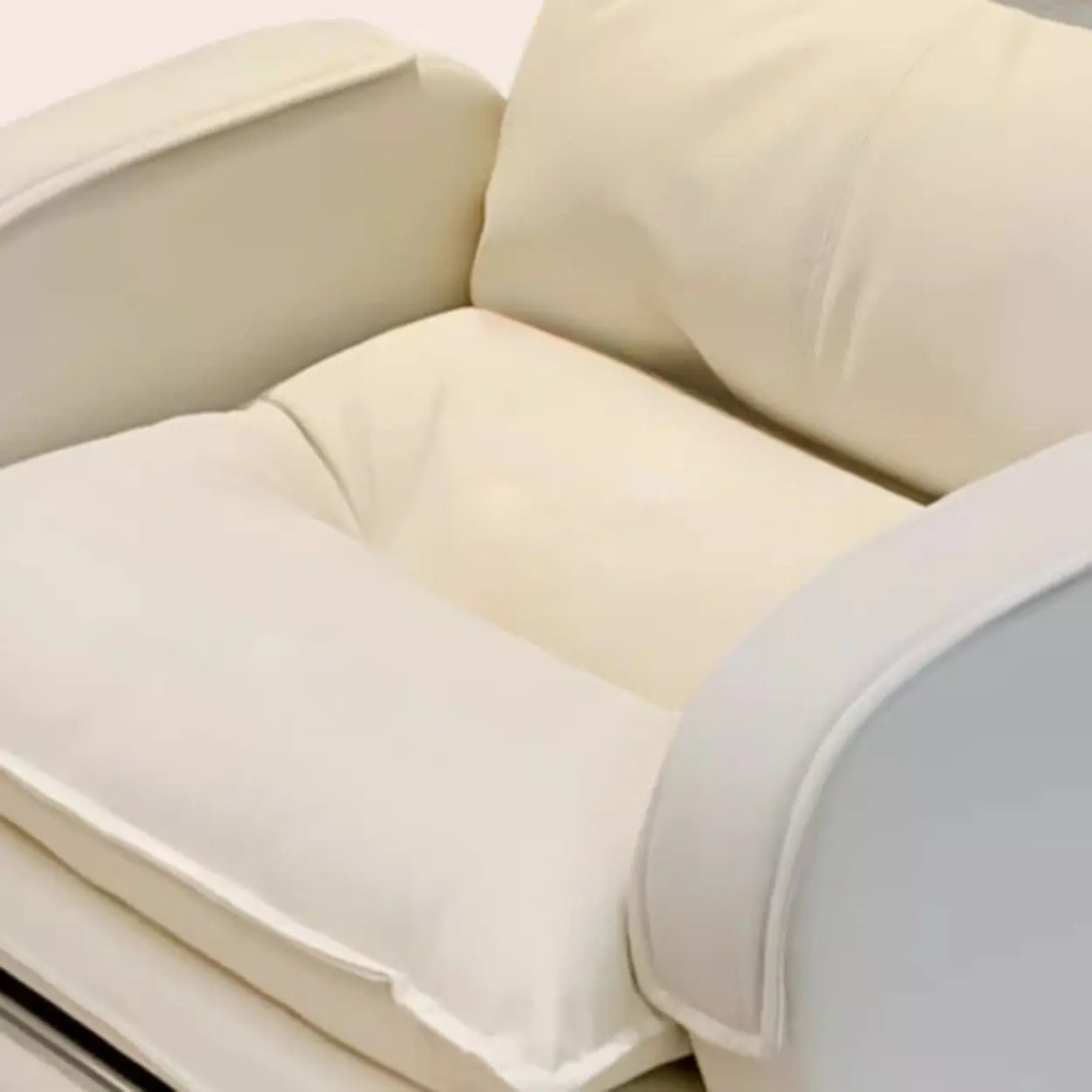 Off-White Large Adjustable Reclining Leather Office Chair Image - 8