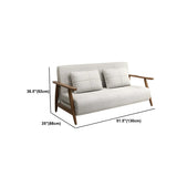 Off-White Linen Square Arm Tight Back Two-Seat Sofa Bed #size