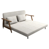 Off-White Linen Square Arm Tight Back Two-Seat Sofa Bed Image - 5