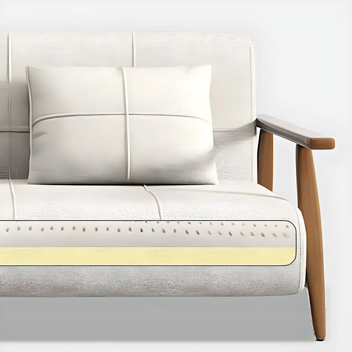 Off-White Linen Square Arm Tight Back Two-Seat Sofa Bed Image - 6