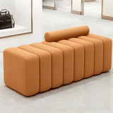 Off-White Pine Wood Frame Upholstered Bedroom Bench Image - 11