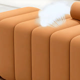 Off-White Pine Wood Frame Upholstered Bedroom Bench Image - 7