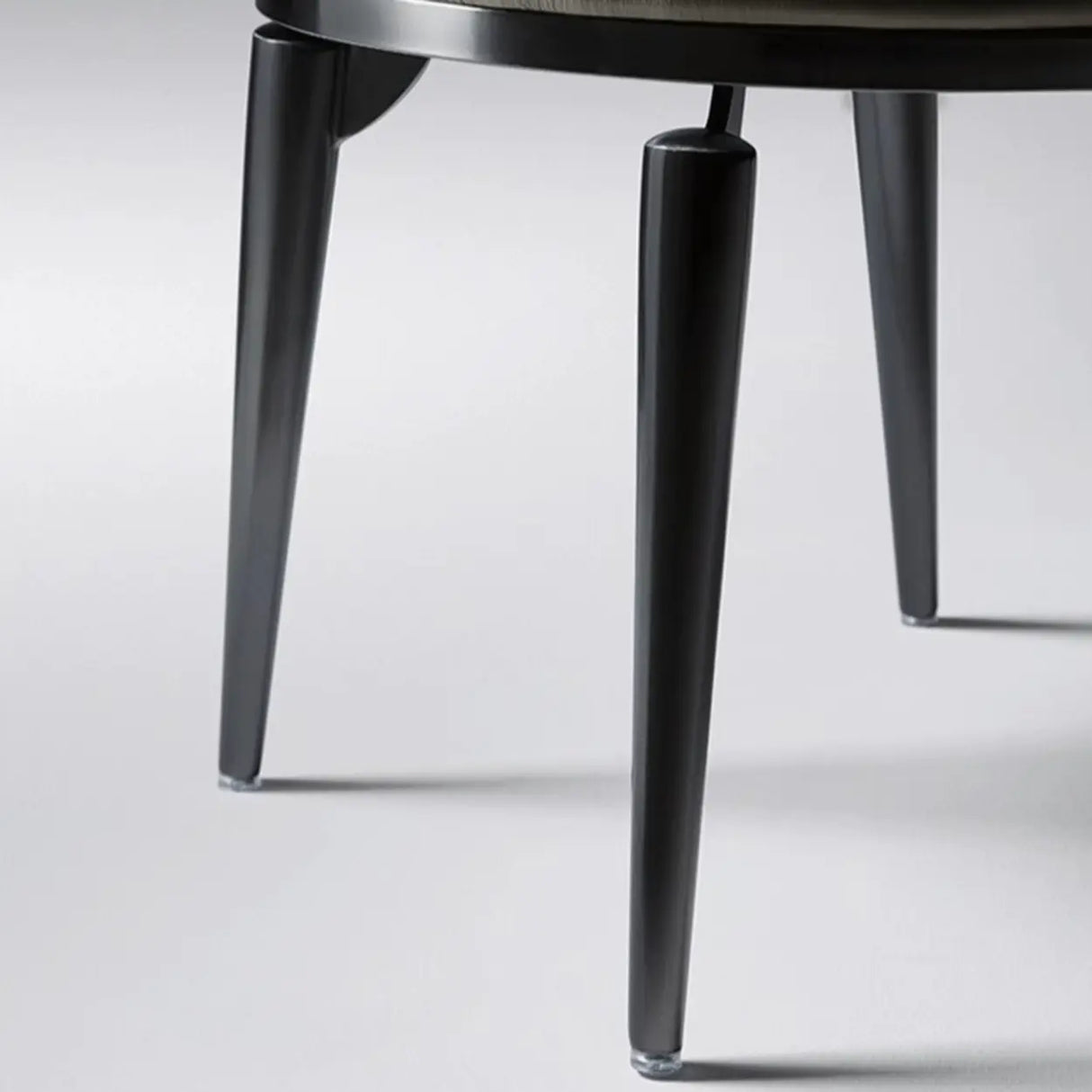 Off-White Round Leather Curved Back Metal Dining Chairs Image - 10