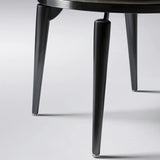 Off-White Round Leather Curved Back Metal Dining Chairs Image - 10