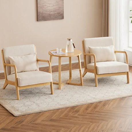 Off-White Scratch Resistant Cotton Linen Lounge Chair Image - 1