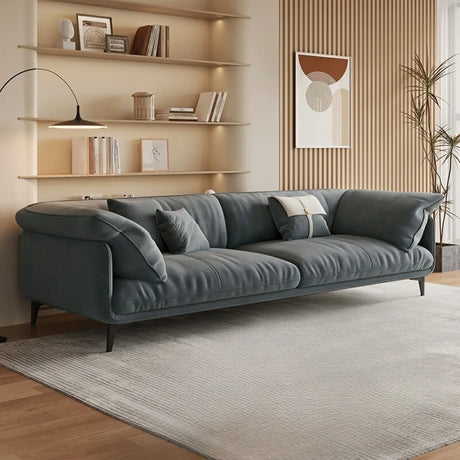 Off-White Scratch Resistant Flannel Cushion Back Sofa Image - 2