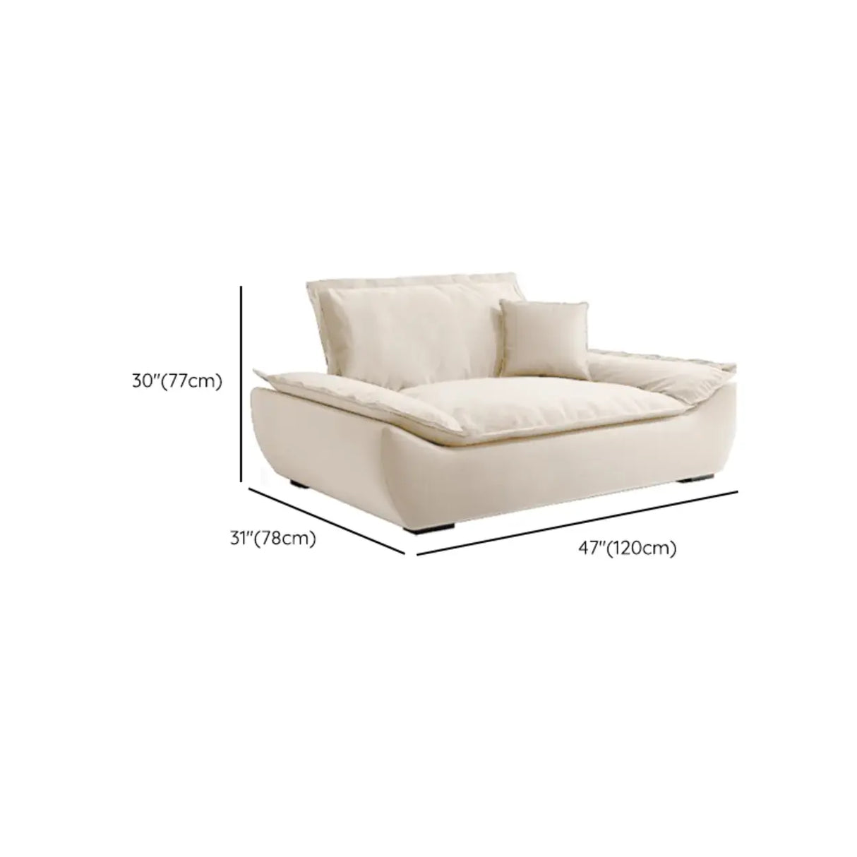 Off-White Scratch Resistant Flannel Pillow Top Arm Sofa 