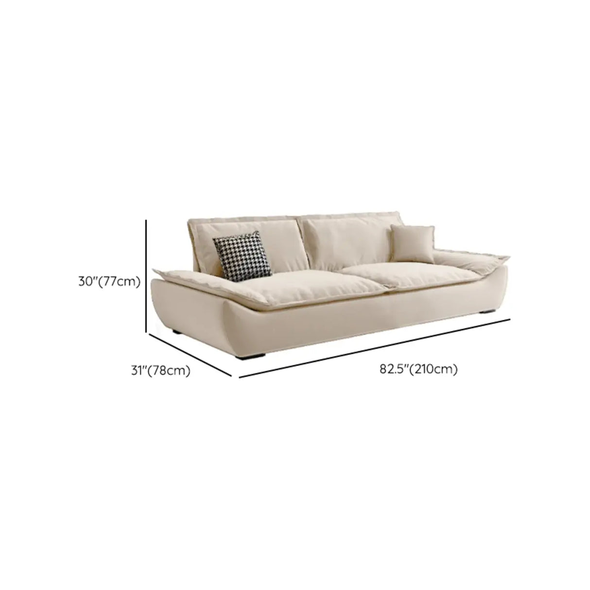 Off-White Scratch Resistant Flannel Pillow Top Arm Sofa Image - 17