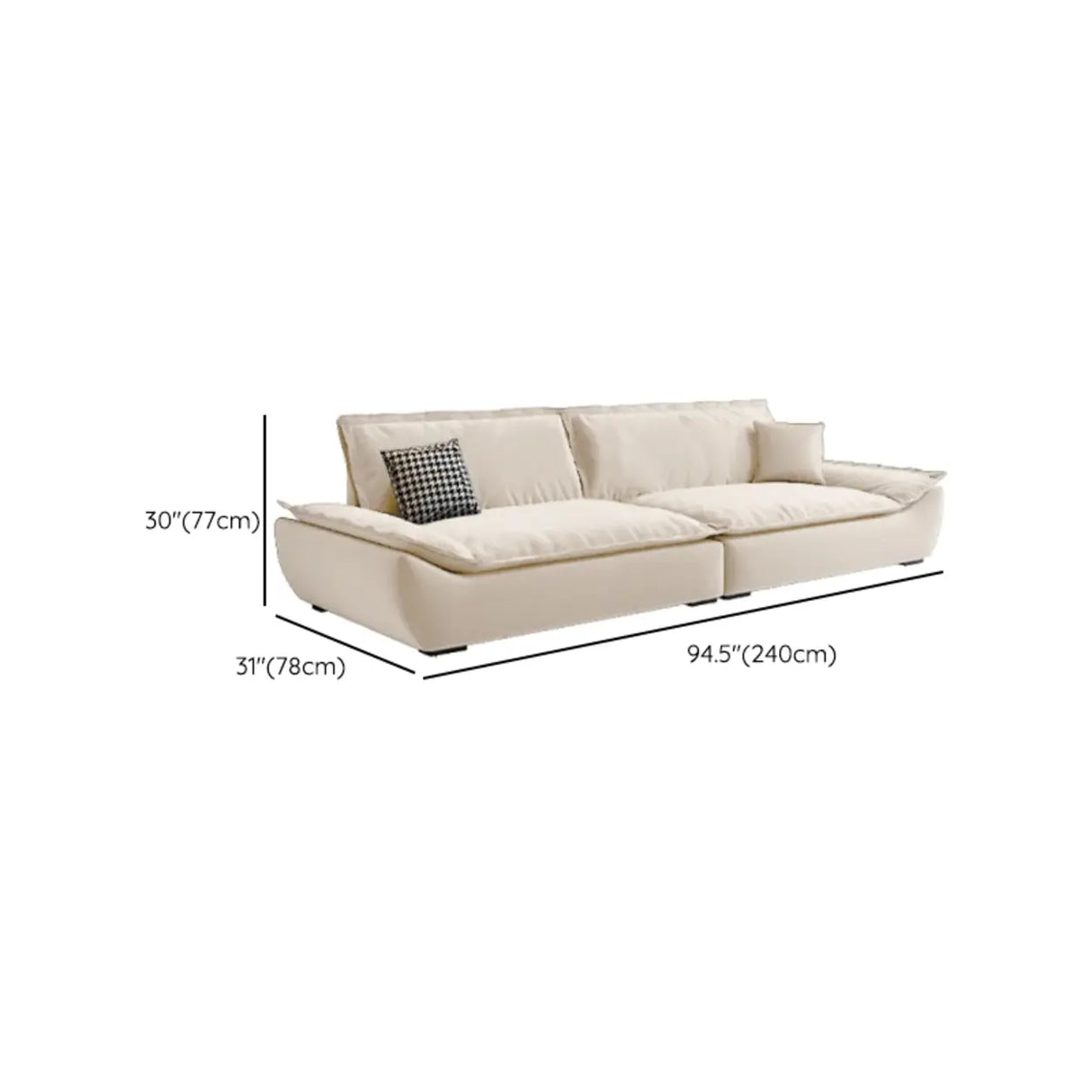 Off-White Scratch Resistant Flannel Pillow Top Arm Sofa Image - 18