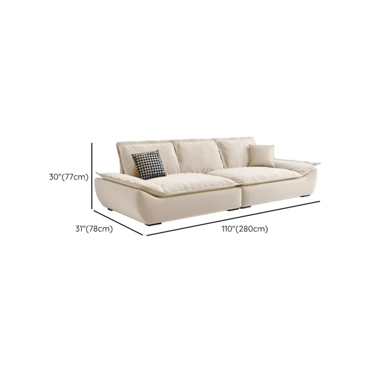 Off-White Scratch Resistant Flannel Pillow Top Arm Sofa Image - 19