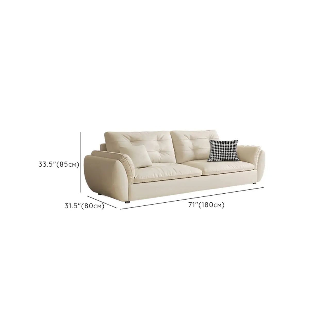 Off-White Scratch Resistant Leather Pillow Top Arm Sofa 