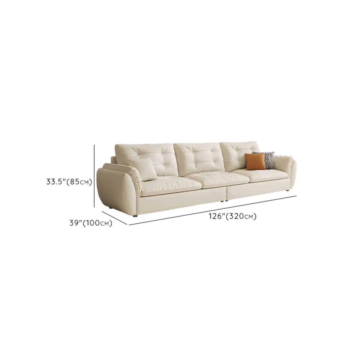 Off-White Scratch Resistant Leather Pillow Top Arm Sofa Image - 19