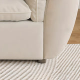 Off-White Scratch Resistant Leather Pillow Top Arm Sofa Image - 9
