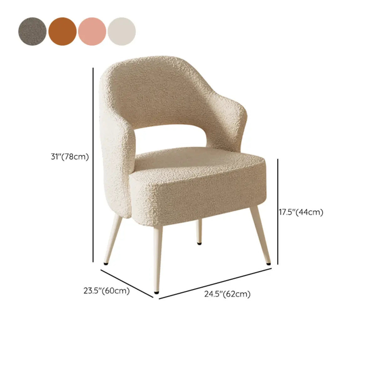 Off-White Scratch Resistant Sherpa Sloped Arms Chair 
