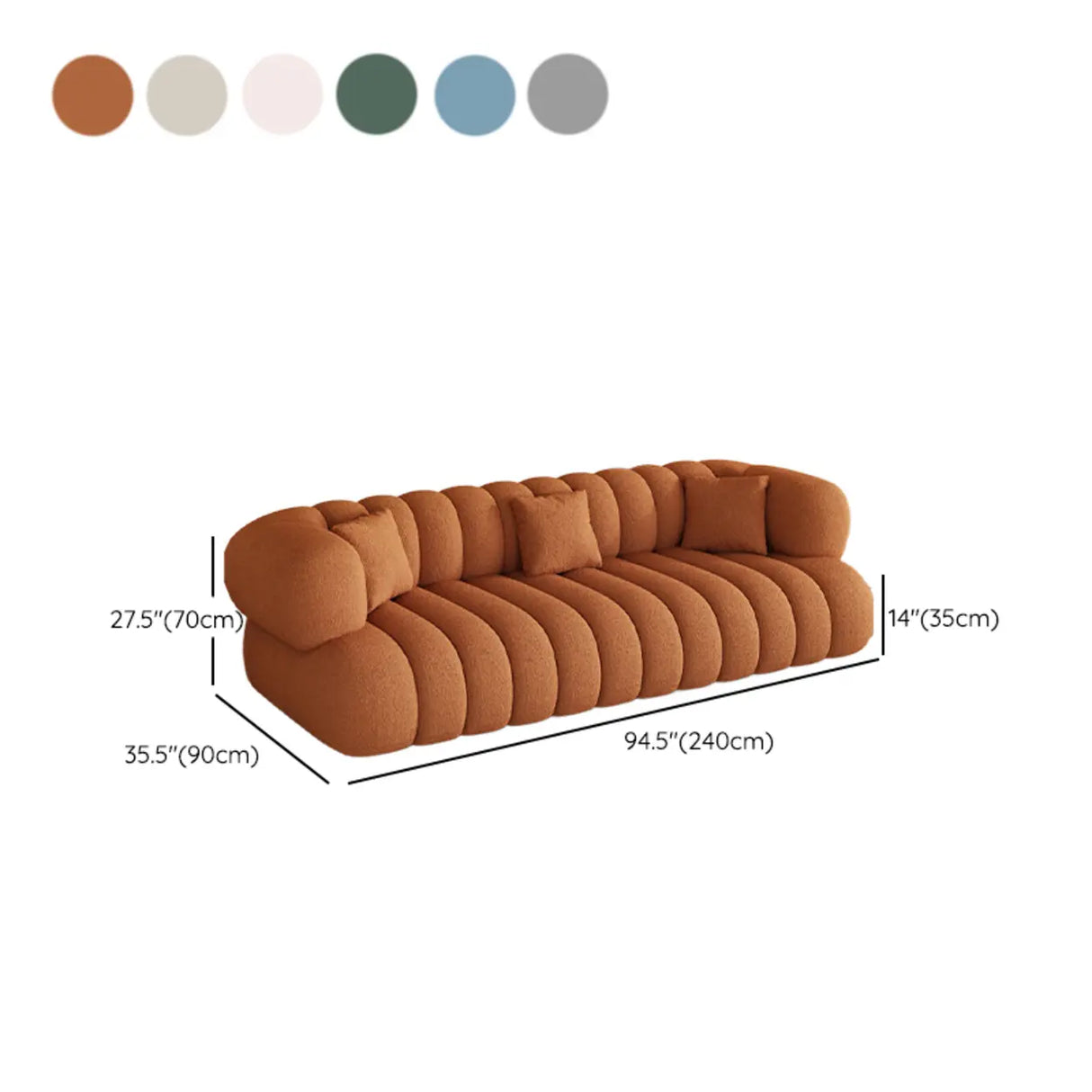 Off-White Sewn Pillow Back Concealed Support Sofa 